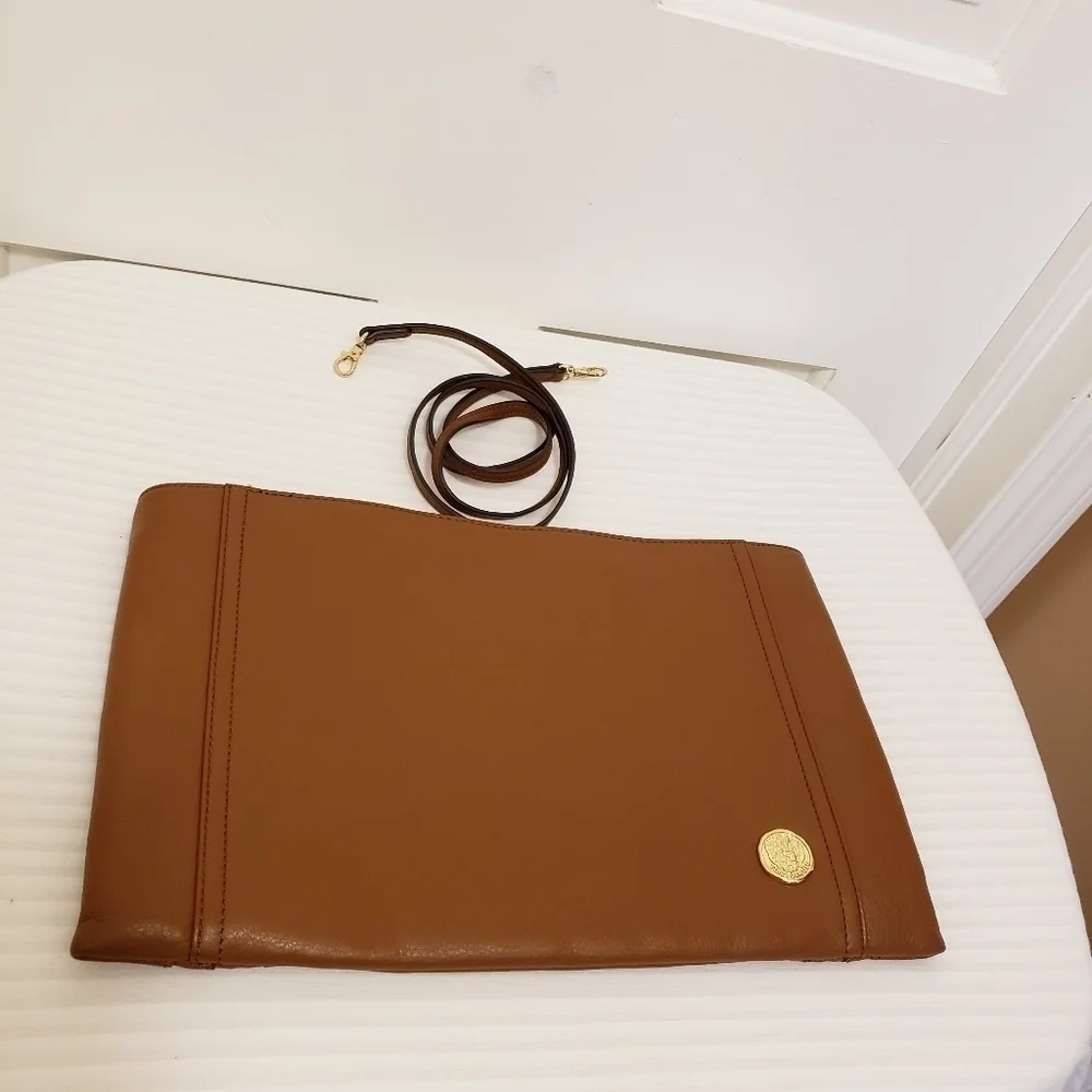 NWOT Vince Camuto Mocha Bisque In Color Leather Large Clutch/Crossbody, …